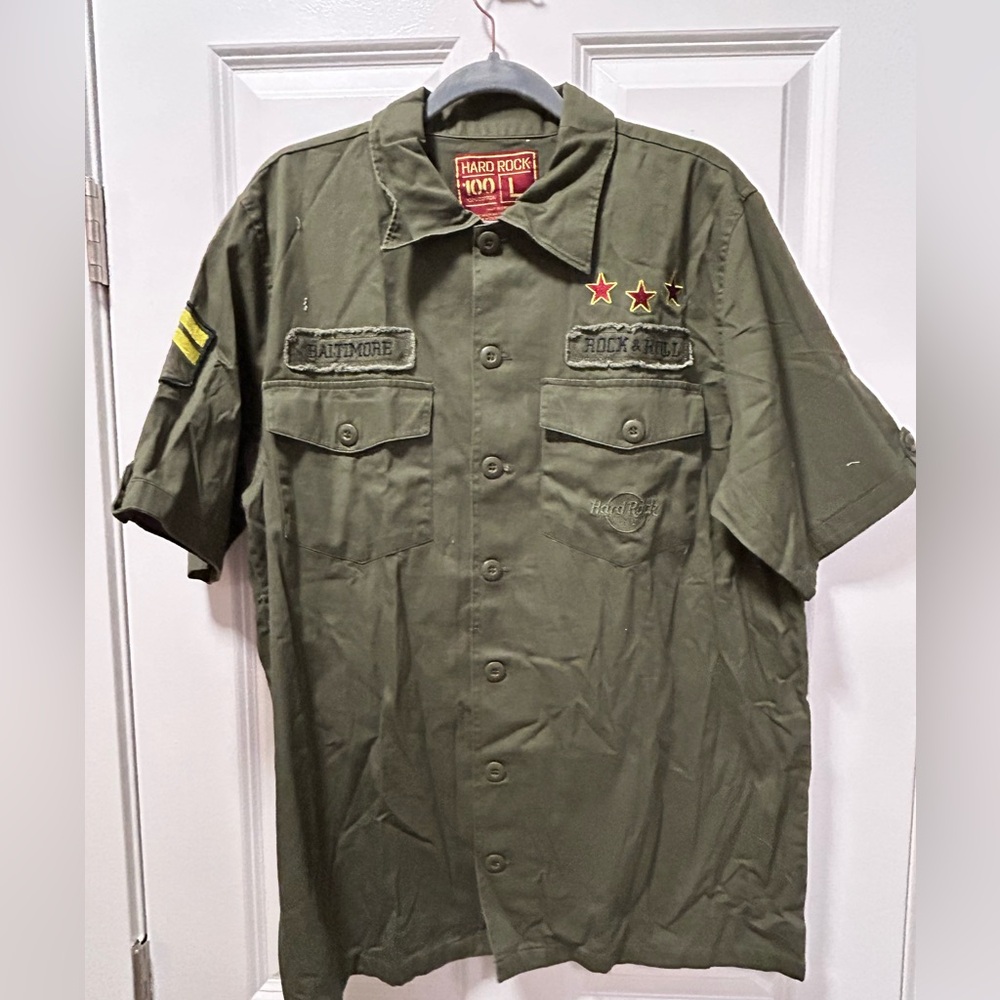 Hard Rock Cafe Baltimore Poplin military shirt